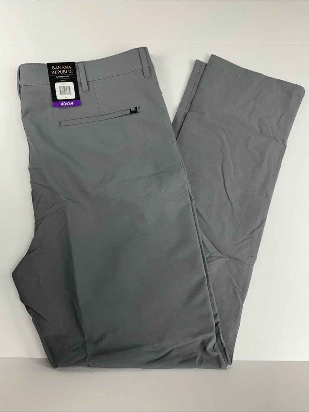 Banana Republic Men's Flat Front Pant Slim Fit Stretch Fabric Wicking 40x34 Gray